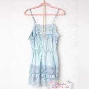 Jawdropping Vintage Glacier Blue Soft Lace Coquette Chemise